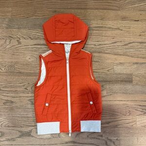 Brunello Cucinelli White & Orange Lined down hooded vest size kids 6